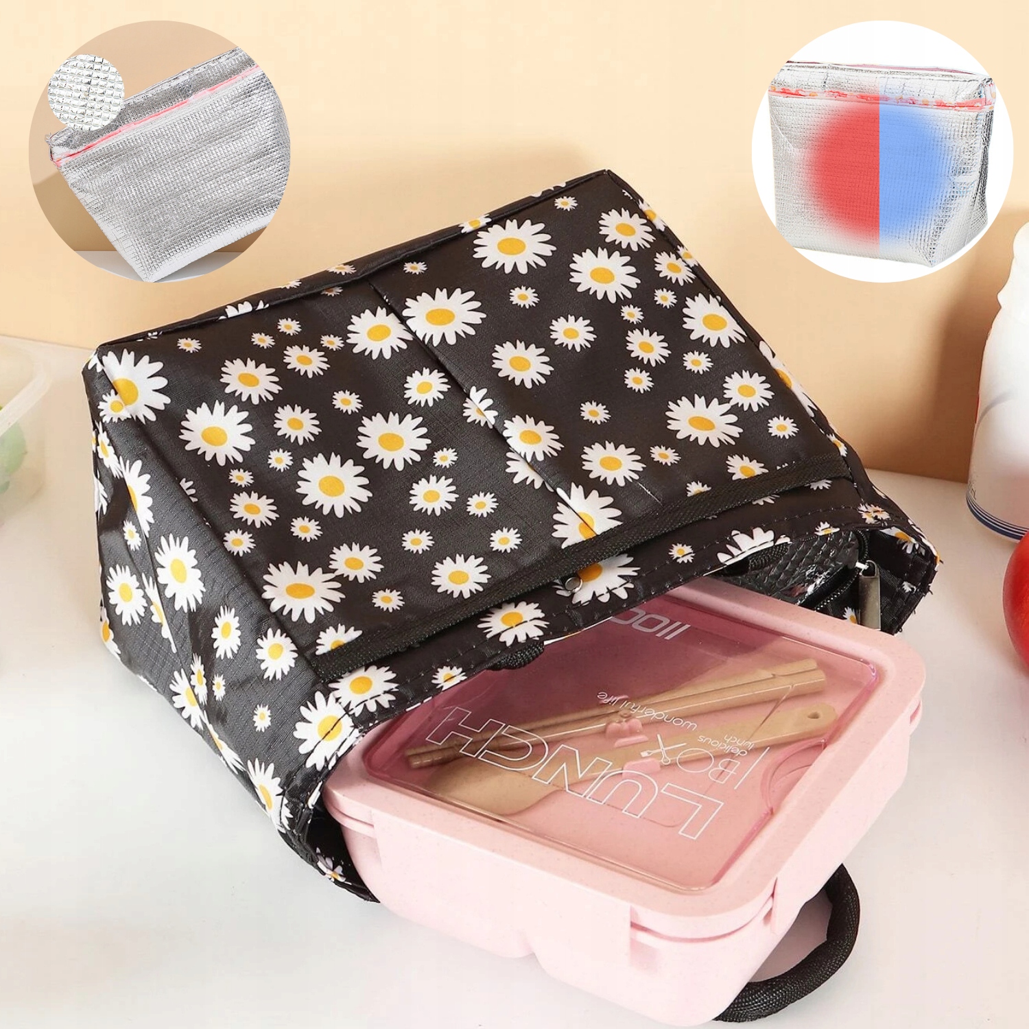 TORBA TERMICZNA ŚNIADANIOWA NA LUNCH JEDZENIE DUŻA IZOLACYJNA TURYSTYCZNA Marka inna marka