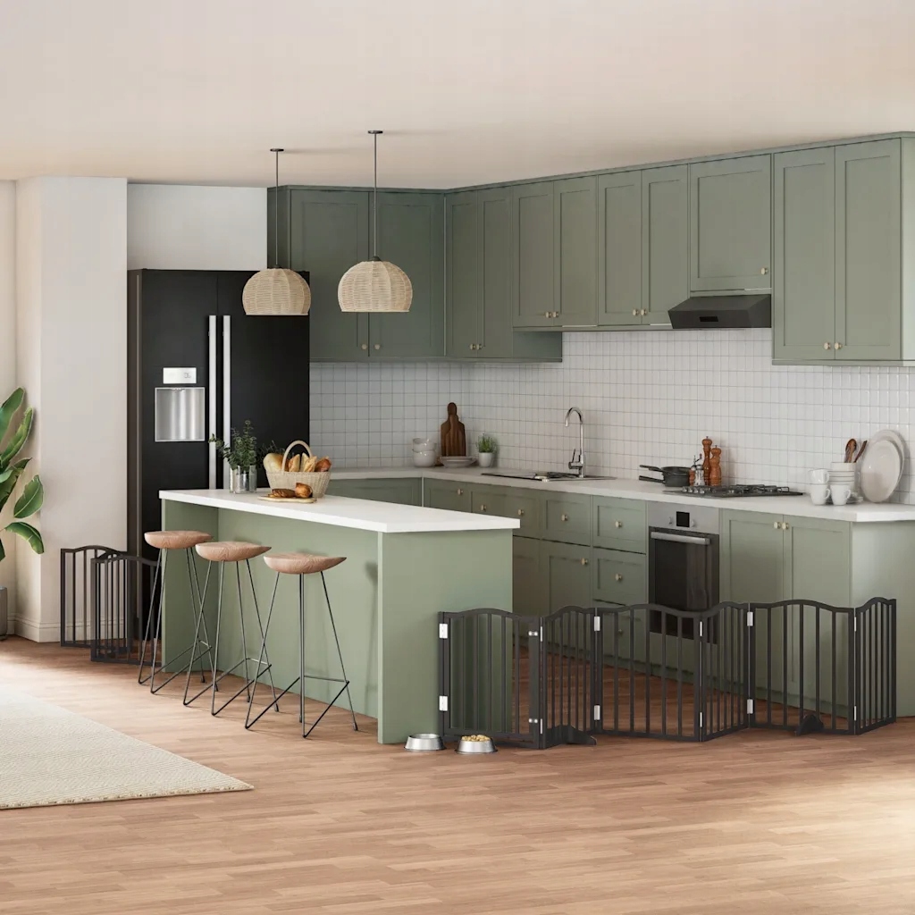 Zábrana pro psy s dvířky skládací 9 panelů černá 450 cm topol Černý 3155597