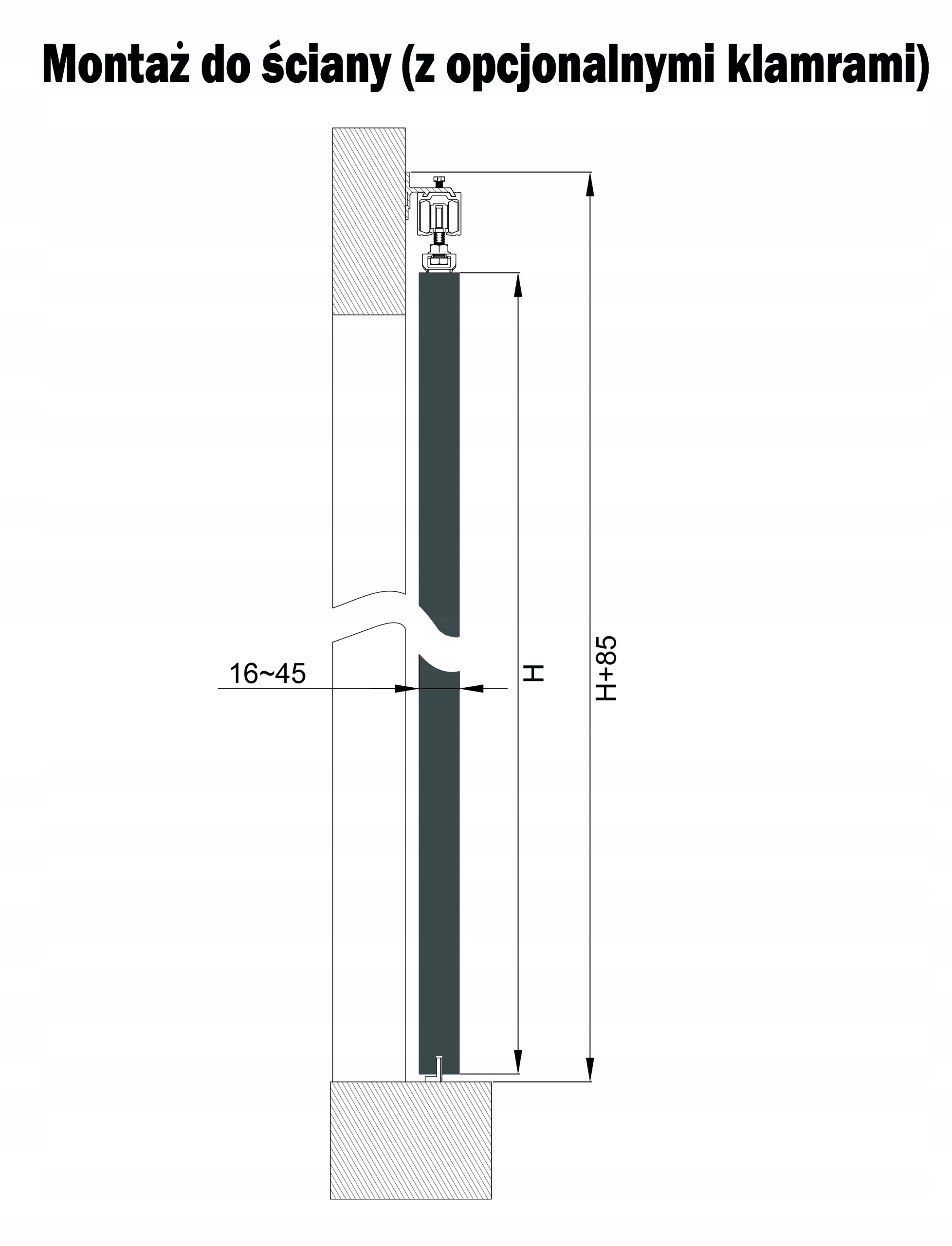 System do drzwi przesuwnych HERKULES 60 kg 180 cm Długość prowadnicy 1.8 m
