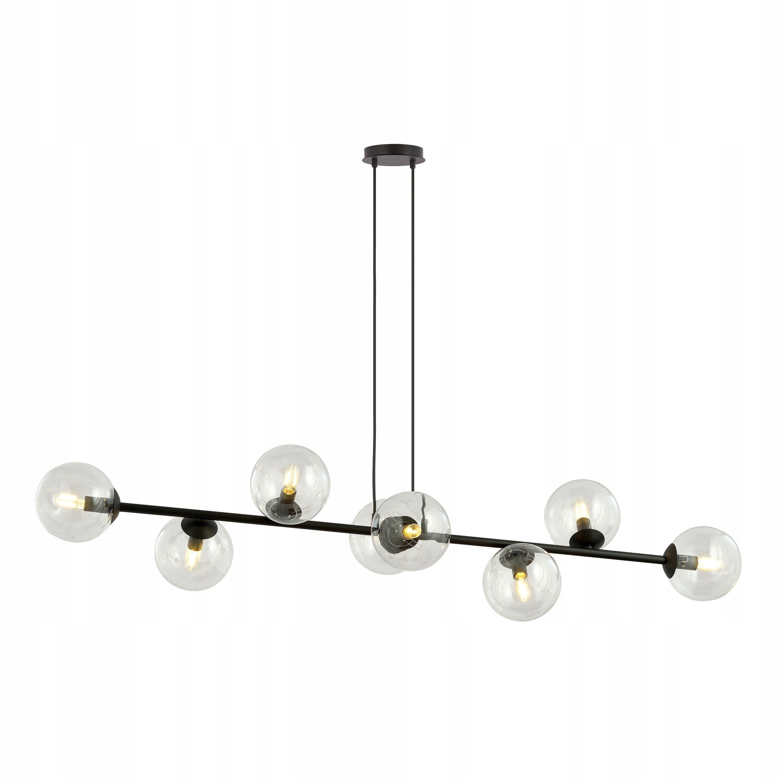 Závěsné stropní svítidlo Rossi 8 černá, průhledné kulaté skleněné koule