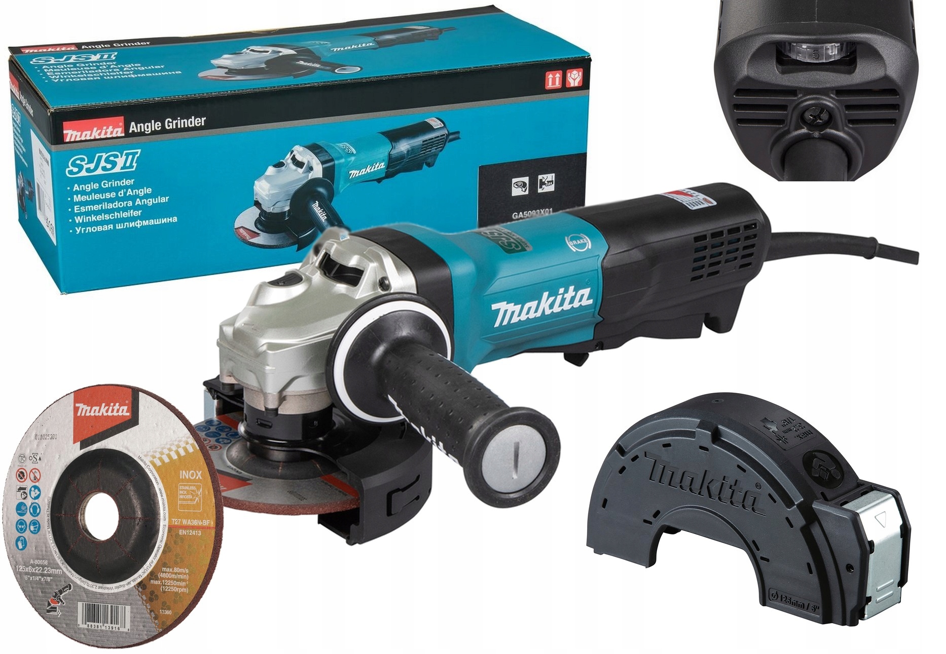 Makita GA5093X01 Szlifierka Kątowa 125mm 1900W Z Regulacją +miękki Start