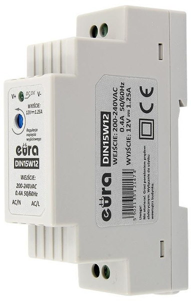 Zasilacz Din ''eura'' DIN15W12 12V 1,25 A DC