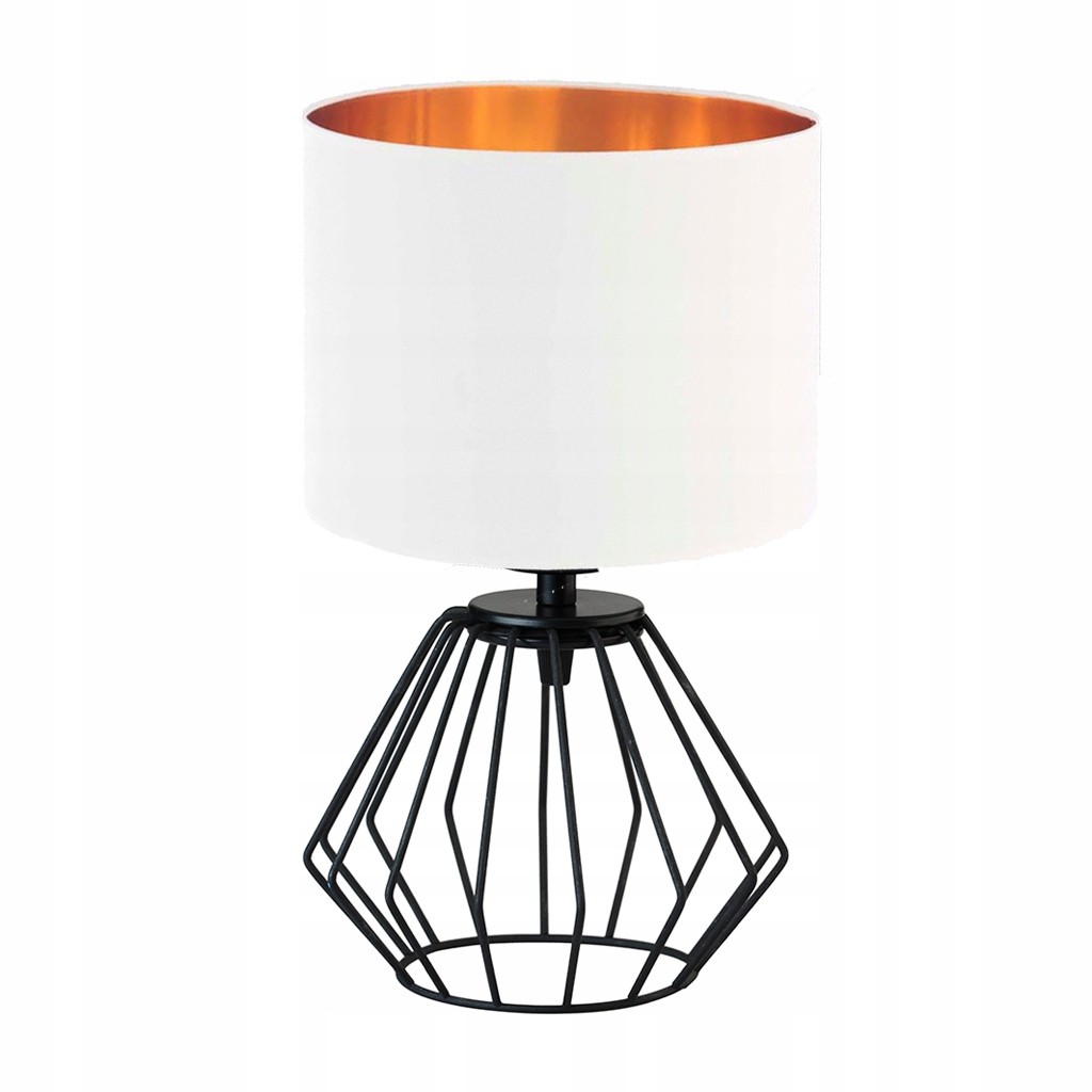 Lampka nocna biurkowa loftowa na stolik abażur walec Led E27 biała loft