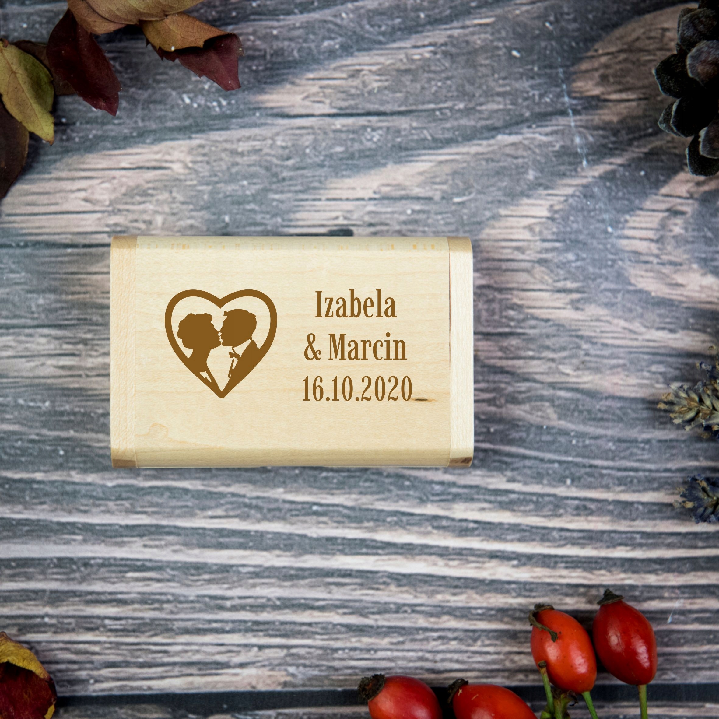 Pendrive Drewniany owalny Klon 32 GB USB 3.0 + Pudełko + Grawer na Ślub Kod producenta DS-0404