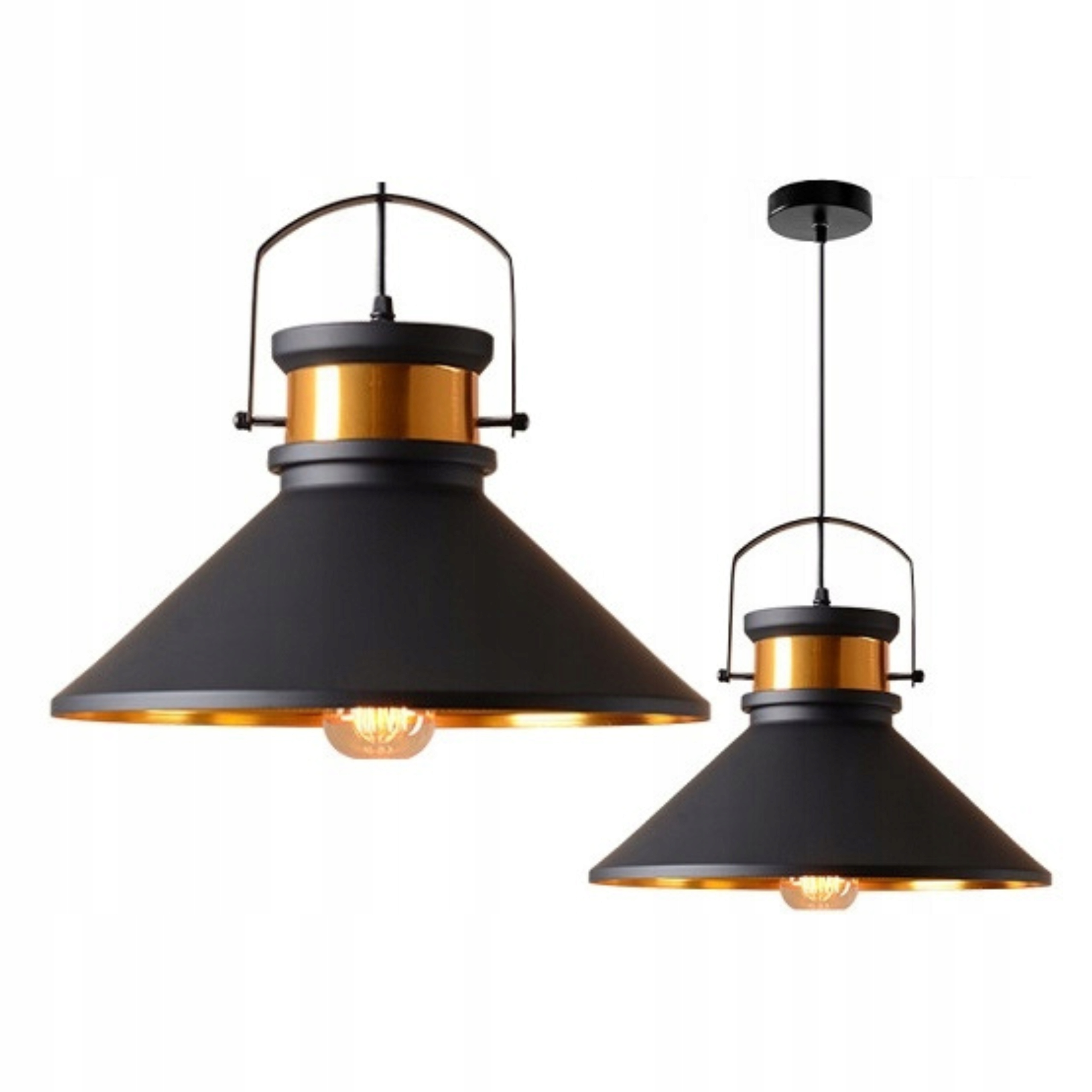 Lampa Sufitowa Wisząca Czarna Złota Asti B Loft Black Gold Retro E27