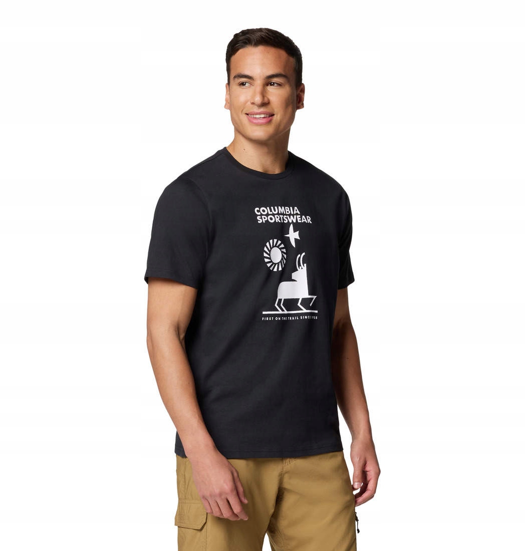 Pánské tričko Columbia Explorers Canyon Ss Tee Black Naturall L/XL
