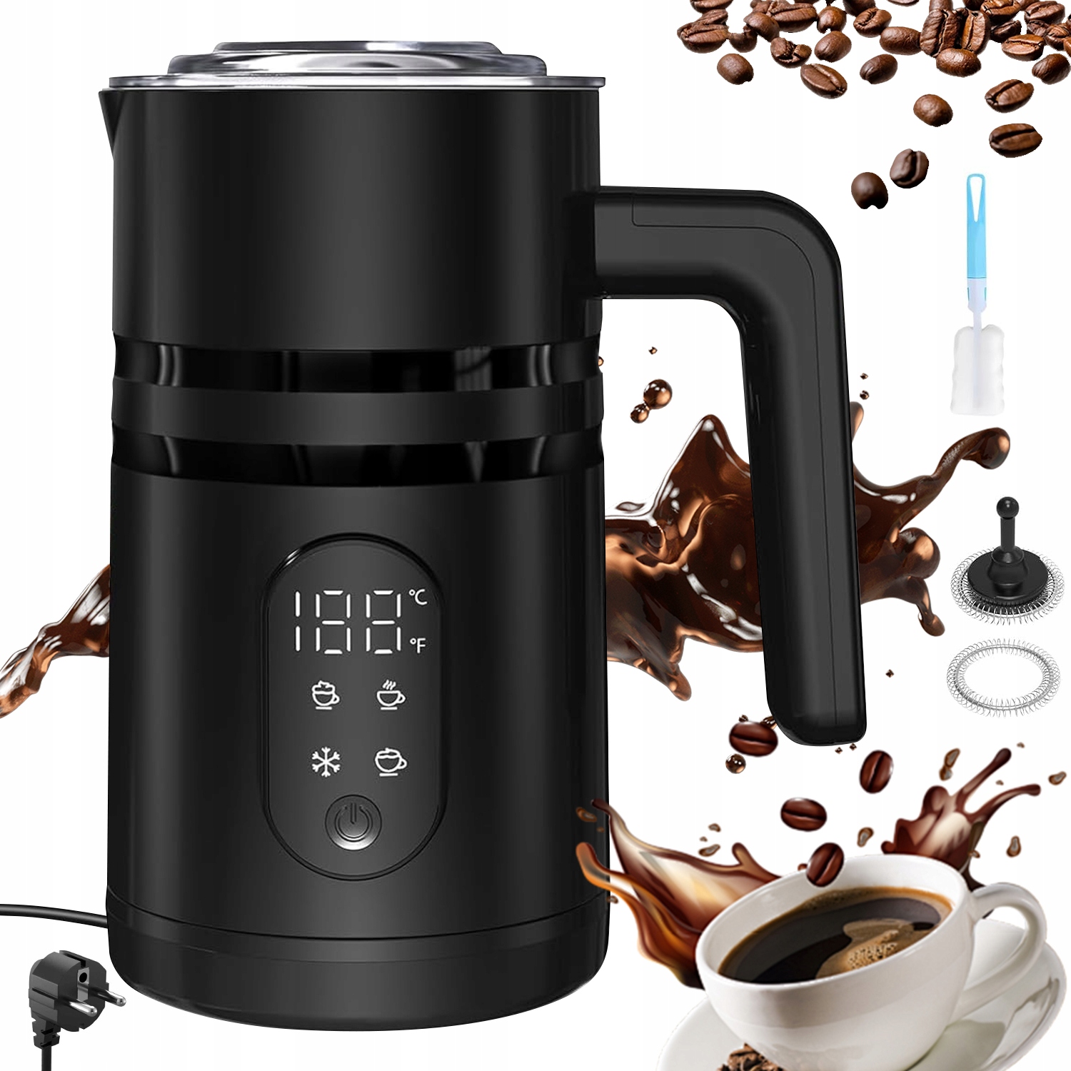 Napěňovač Mléka S Ohřívačem Milkyblack 4 Režimy Napěnění Mléka 400 W
