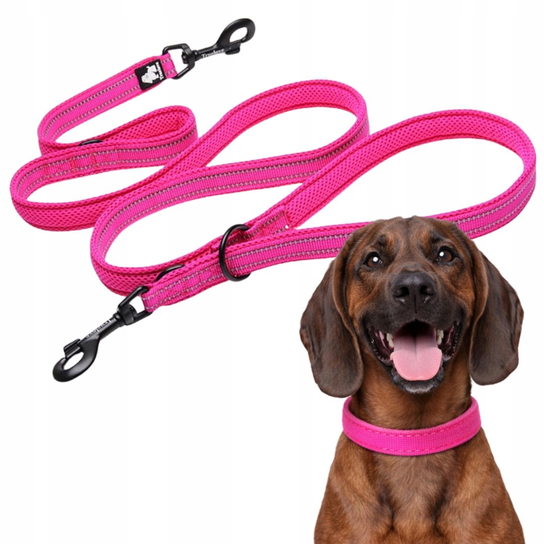 Smycz przepinana dla średniego psa Truelove Active Pro+ 250 cm różowa