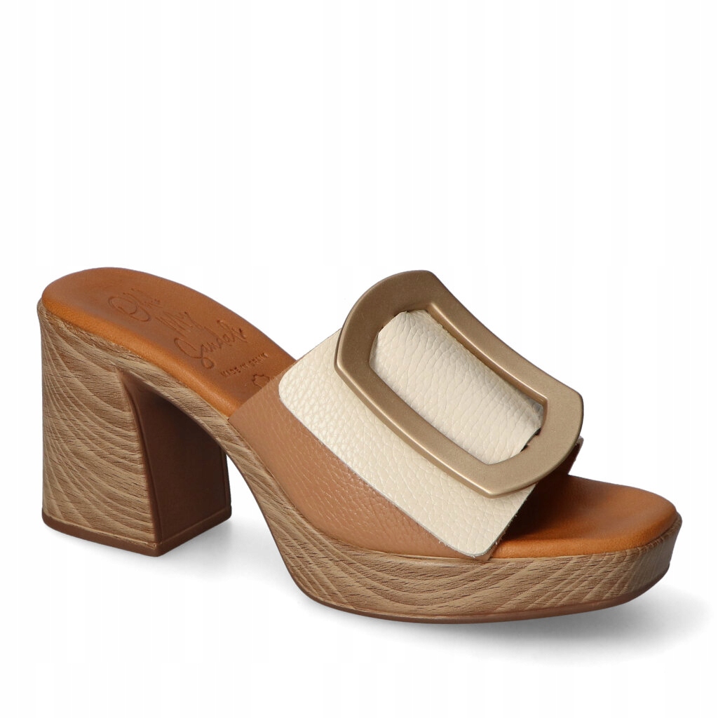 Nazouváky Oh my Sandals Béžové Lico Kožené s ozdobou 39