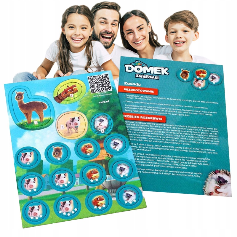 Gra PLANSZOWA Rodzinna Domek Zwierzaki DODATEK