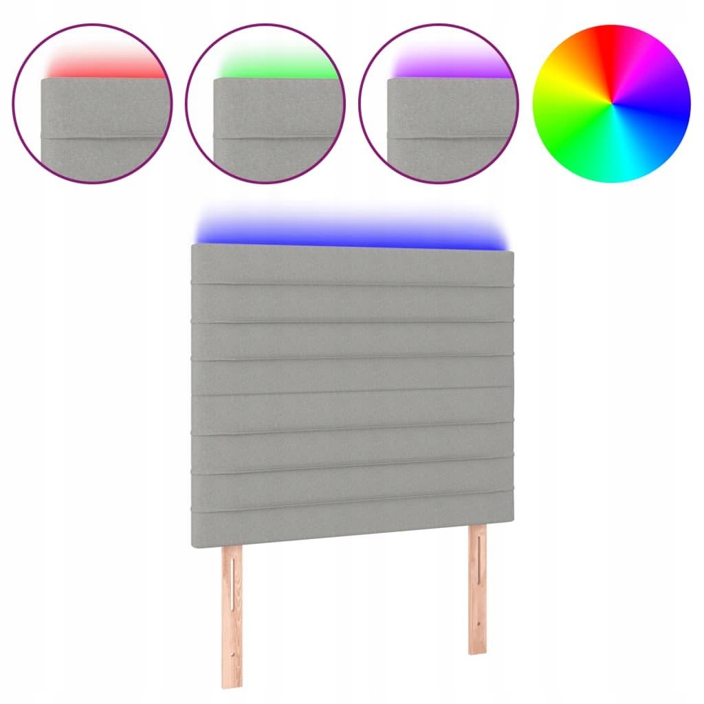 VidaXL Opěrka hlavy k posteli s Led, světle šedá,