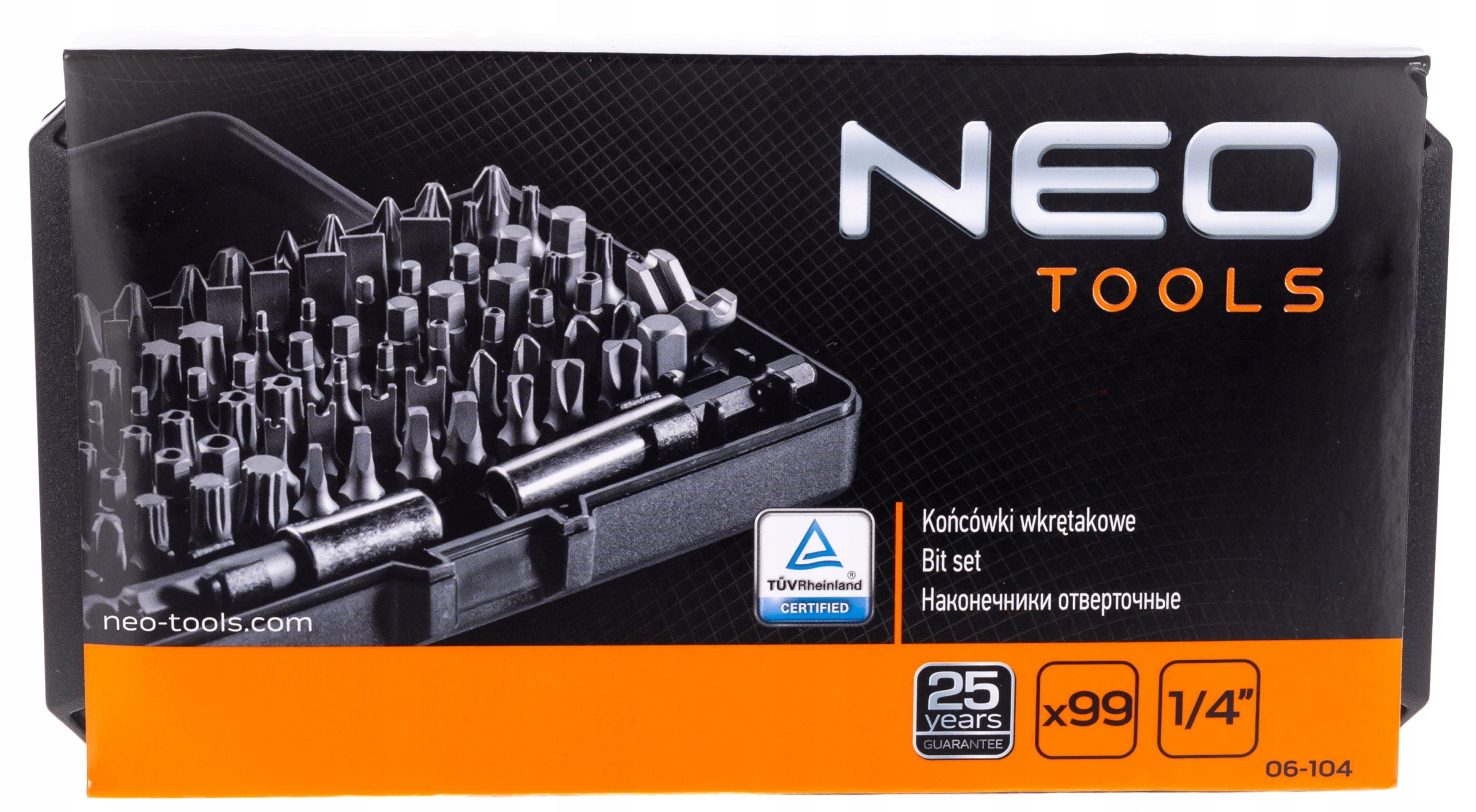 ZESTAW KOŃCÓWEK WKRĘTOWYCH Z UCHWYTEM ETUI 99 EL. Marka Neo Tools
