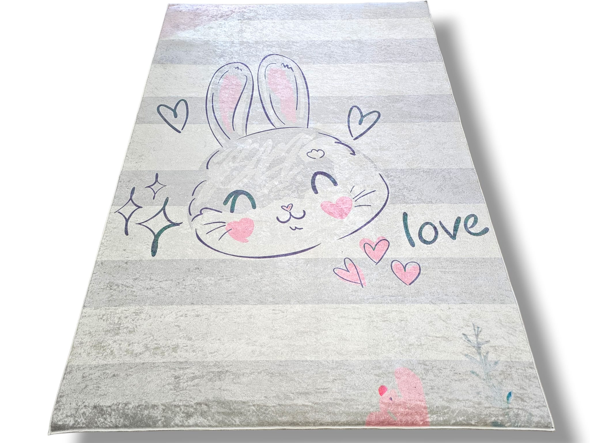 Dywan Digital królik króliczek 120x180 różowy szary dla dziewczynki bunny
