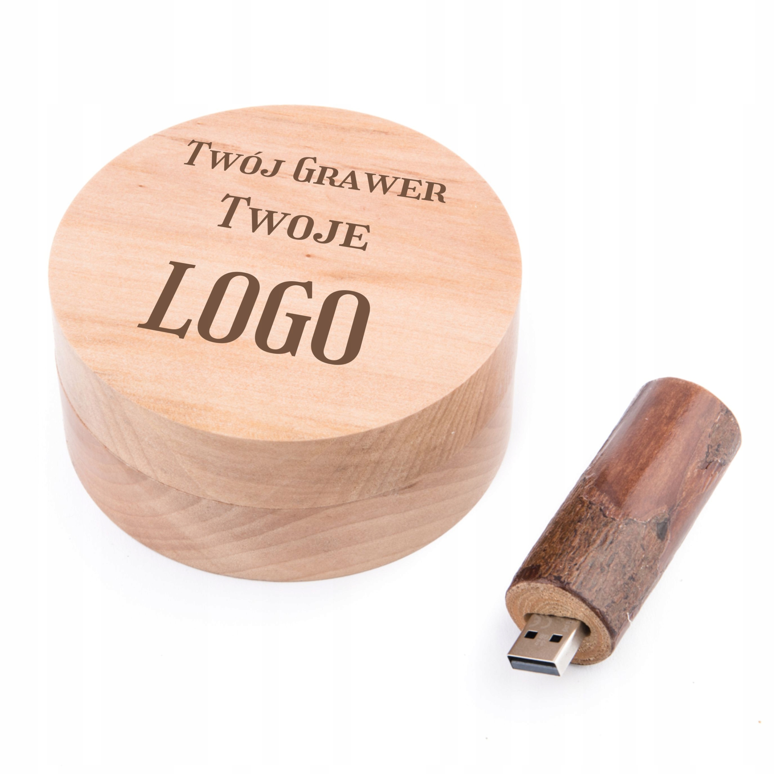 

Pendrive Drewno 128 Gb 2.0 box grawer Logo