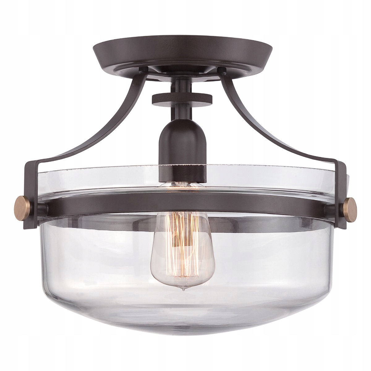 Klasická okrúhla stropná lampa vintage retro, sklenená, tienidlo 33 cm Quoizel