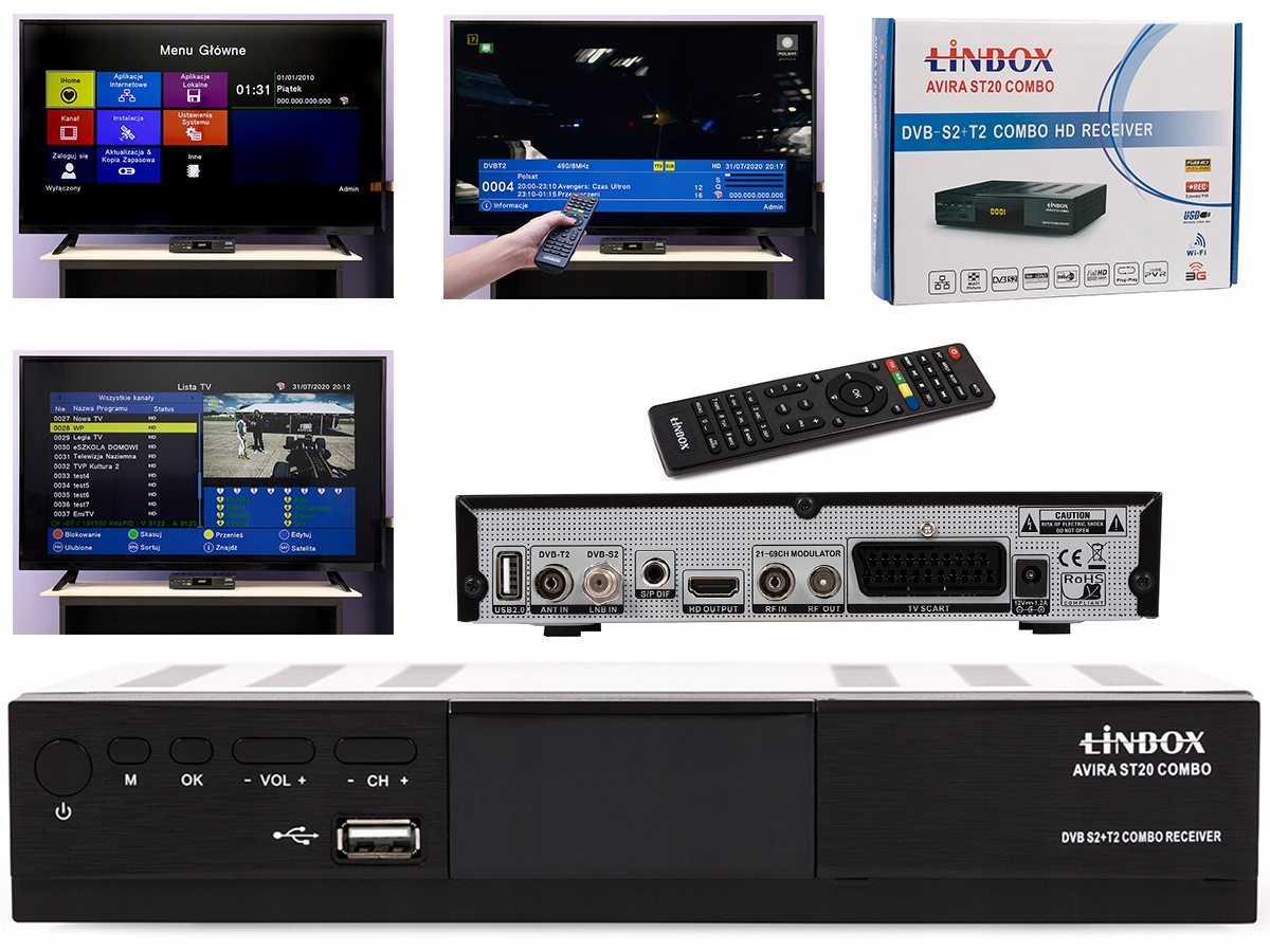 Dekoder DVB-S2, DVB-T2 Linbox Avira ST20 COMBO