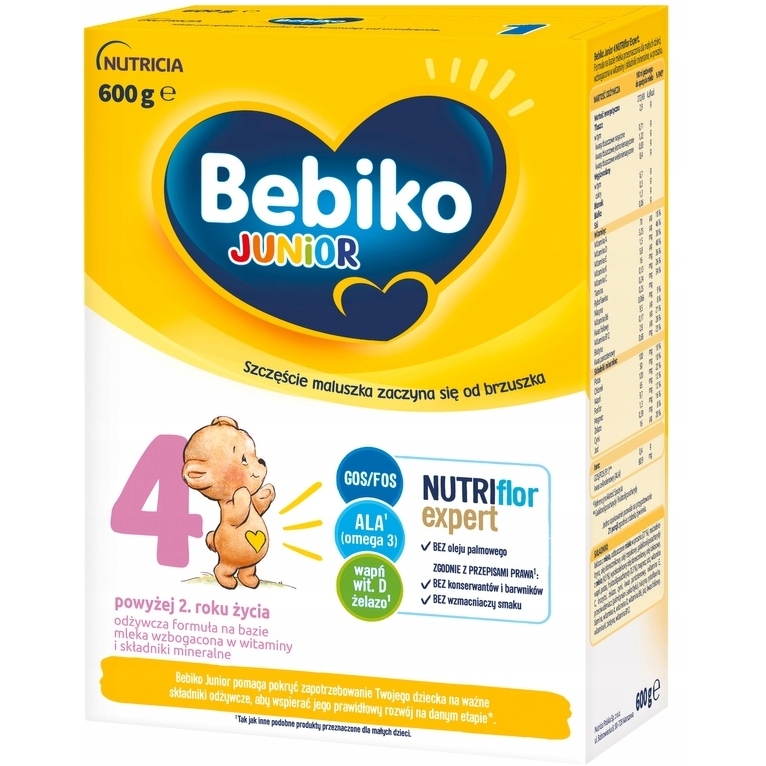 Bebiko Junior Nutriflor Expert 4 Mleko Powyżej 2 Roku 600g x 5 Kartonów EAN (GTIN) 5900852059025