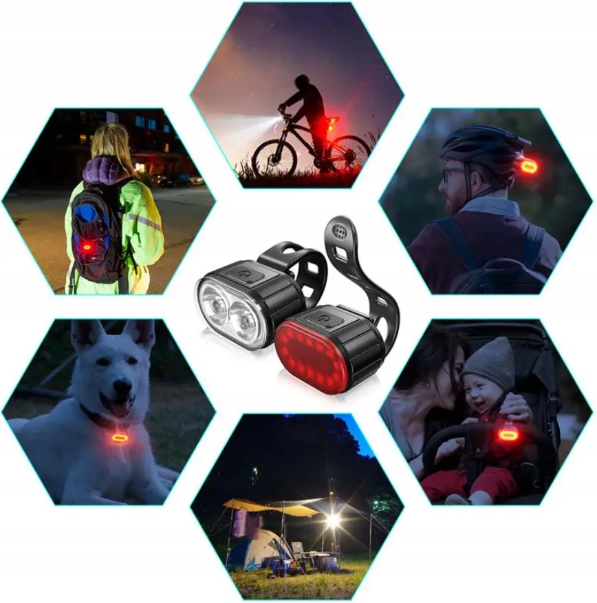 LAMPKA ROWEROWA PRZÓD I TYŁ NA KIEROWNICĘ MOCNA LED USB ŚWIATŁO AKUMULATOR Marka Inna marka