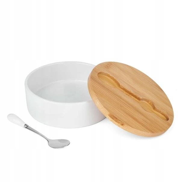CUKIERNICA CERAMICZNA Z POKRYWKĄ I ŁYŻECZKĄ BIAŁA Marka Konighoffer