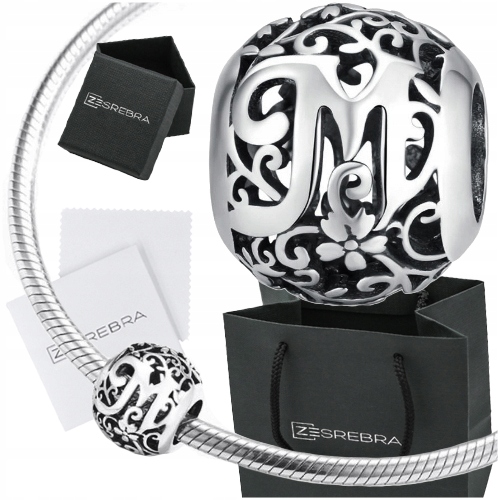 

Charms litera M do Pandora srebro 925 koralik