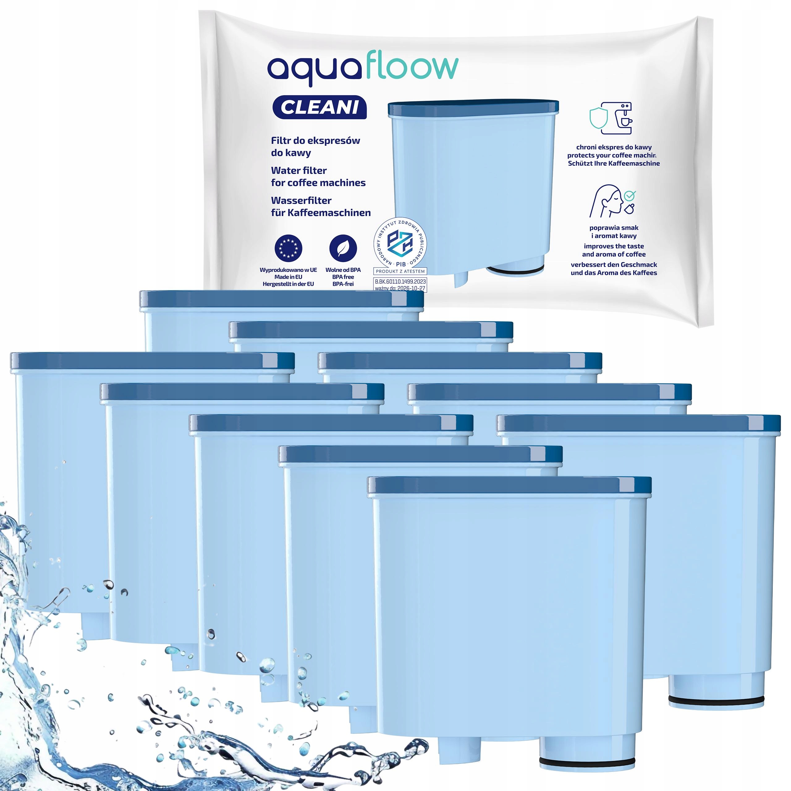10 x AquaFloow vodní filtr pro kávovar Philips Saeco LatteGO Latte Go 5400