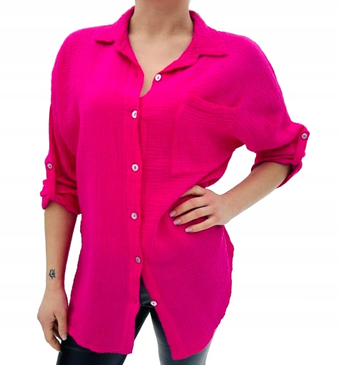 KOSZULA DAMSKA MUŚLINOWA - LUŹNA OVERSIZE Italy