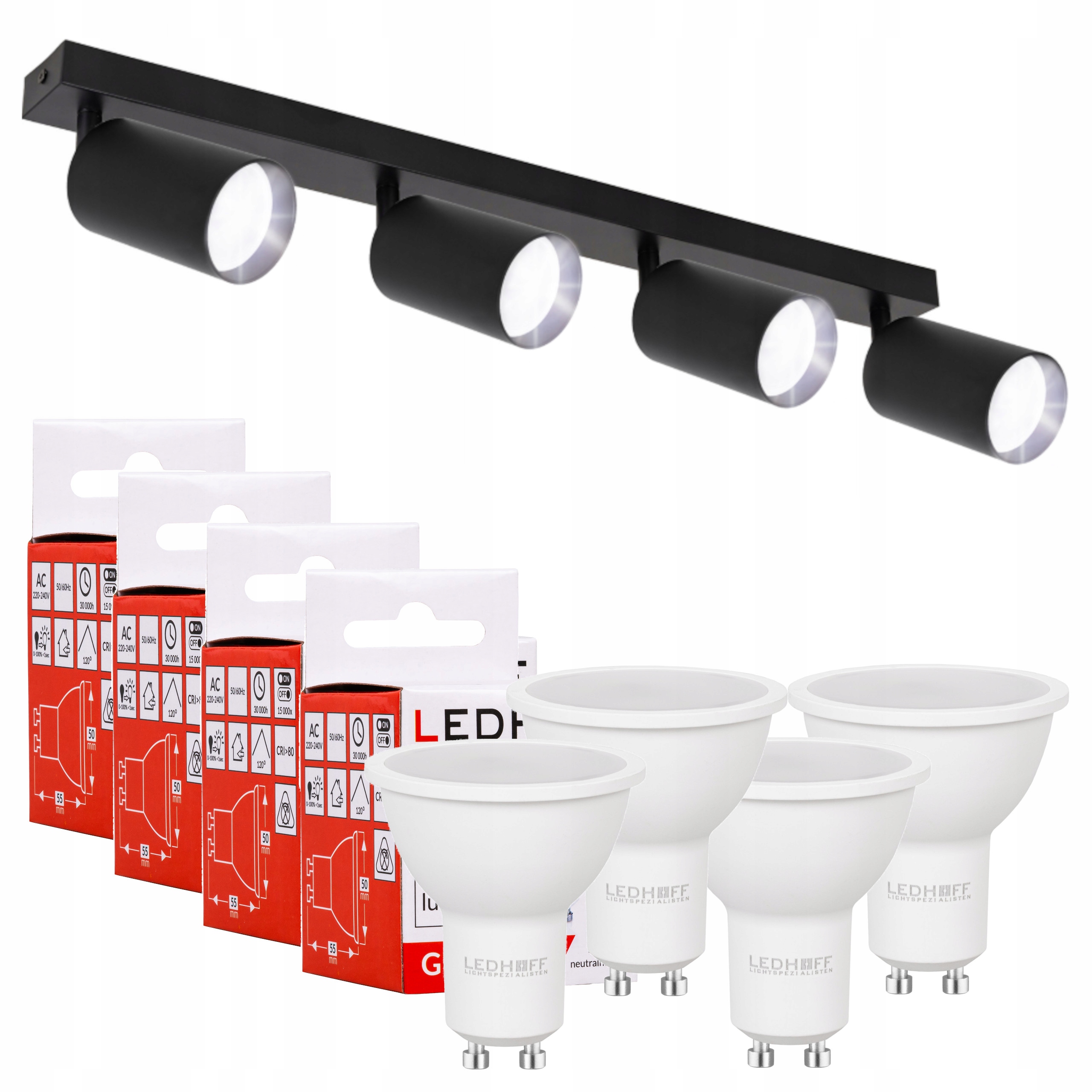 Stropní bodová lampa lustrová lišta svítidlo do obývacího pokoje kuchyně žárovka x4