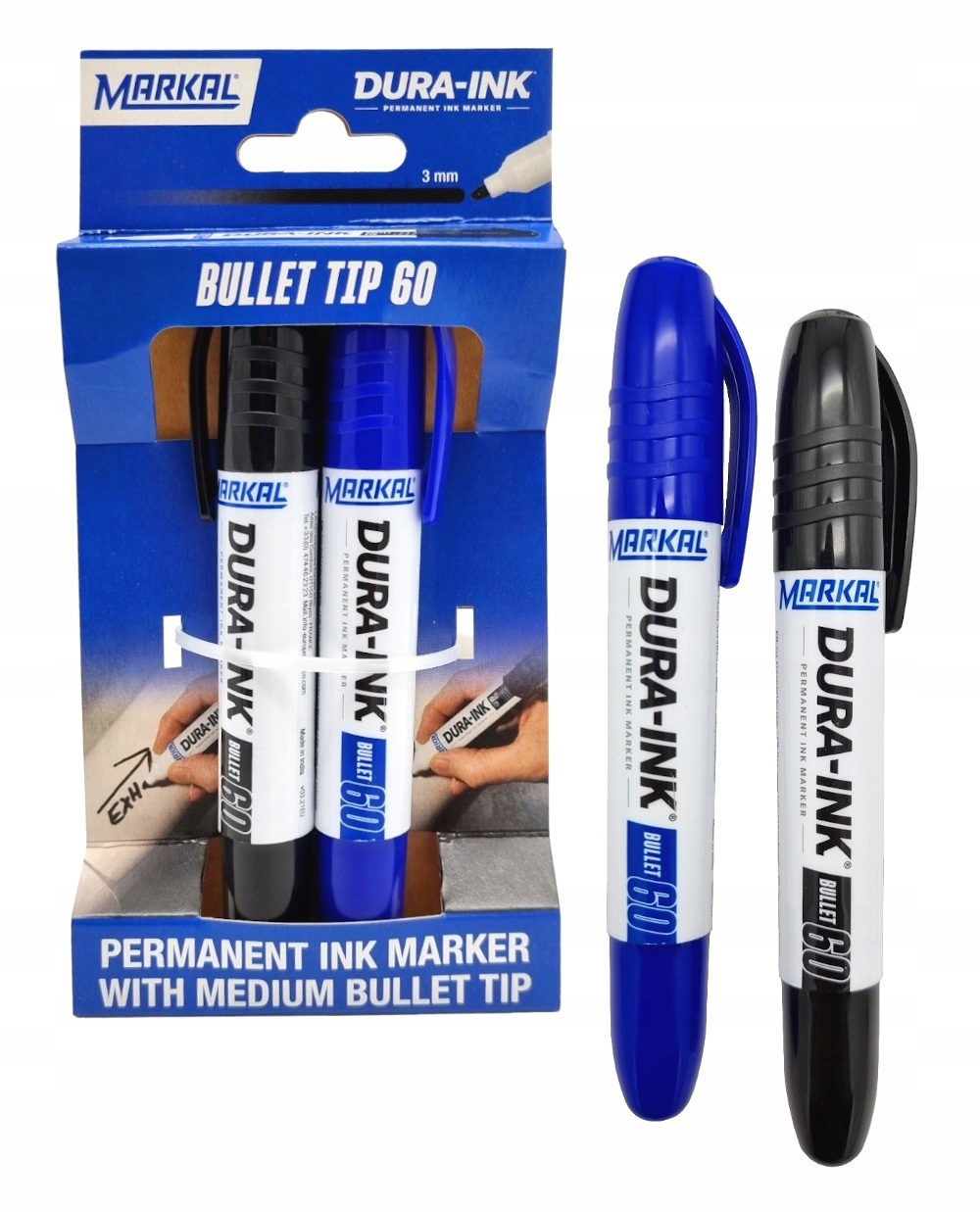 

2 x Marker Permanentny Markal 3mm Czarny Niebieski