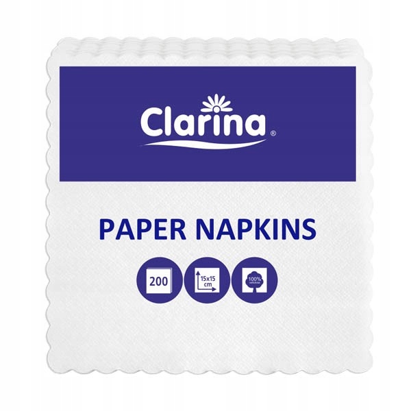 Serwetki Gastronomiczne Ząbkowane 200 sztuk 15x15 cm Białe EAN (GTIN) 5902365053194