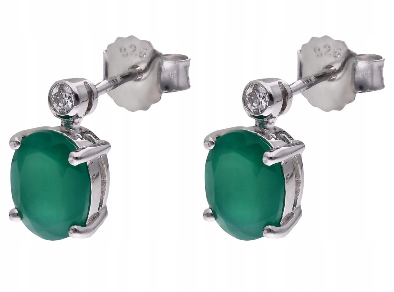 Stříbrné náušnice Ag 925 Achát a diamant CVD-3338-E-AG