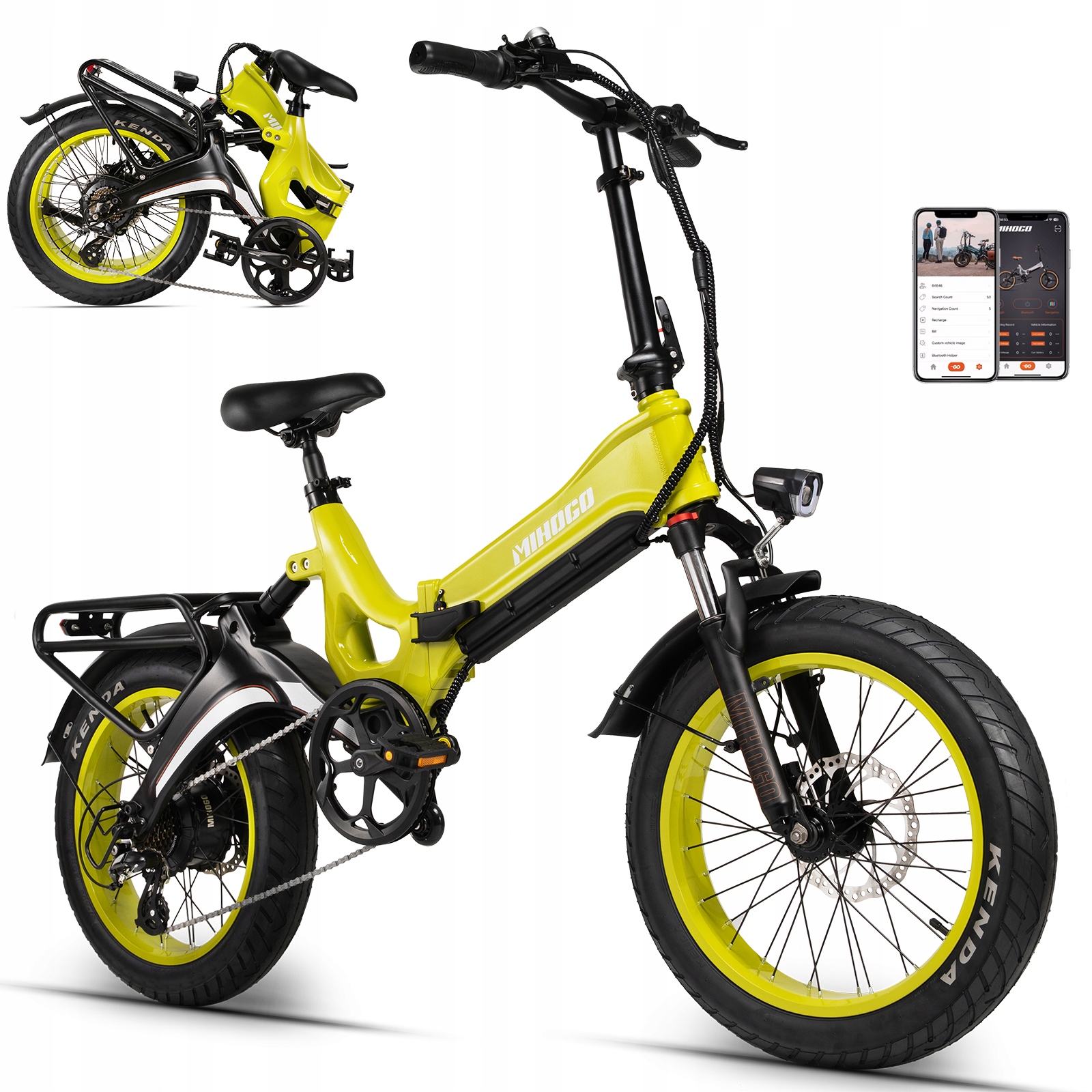 Mihogo Nx 20'' skládací elektromobil 1000W 48V12.8AH 40KM/H 64KM aplikace