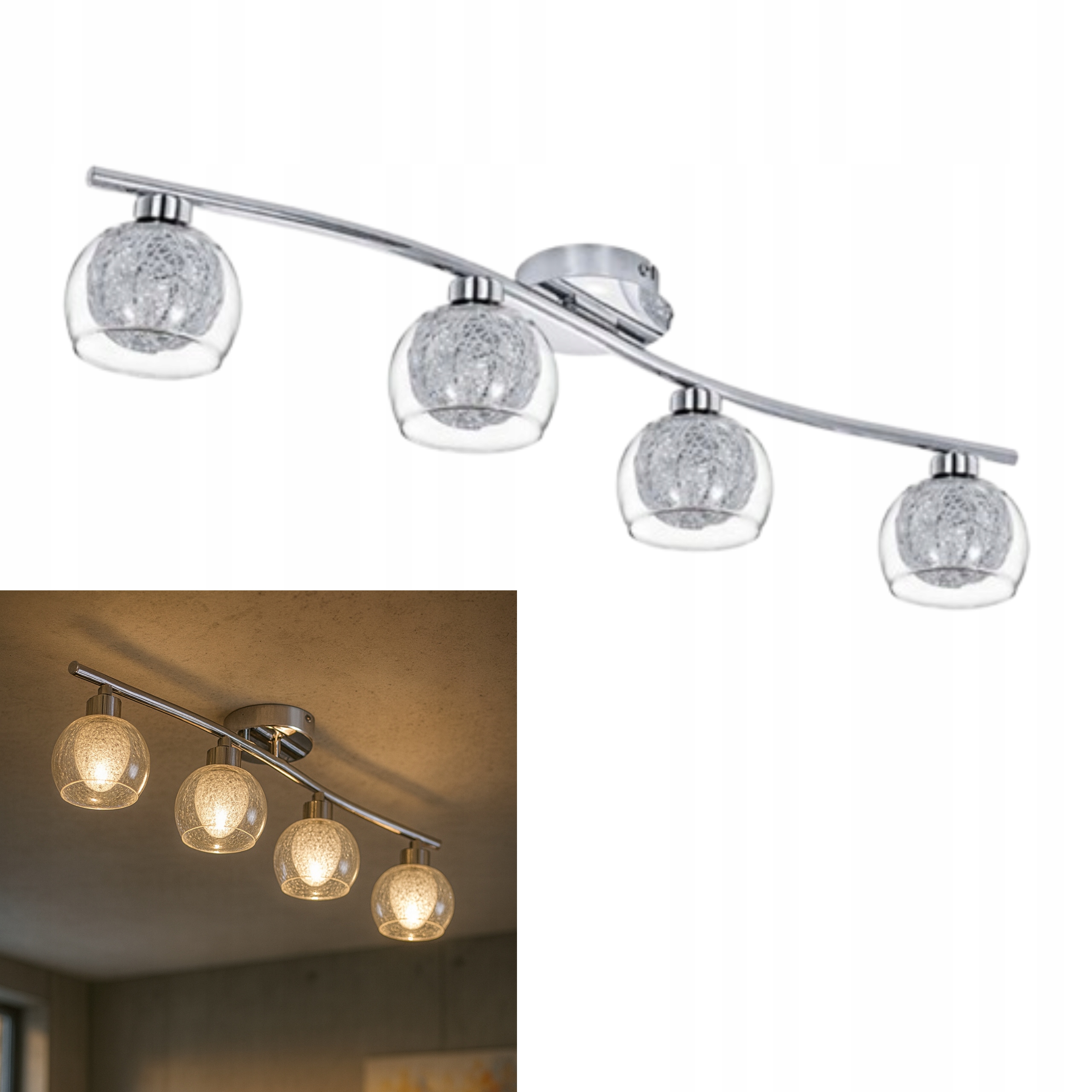 Lustr Stropní osvětlení Stropní Stropní Svítidlo Kovové koule Chrome Oviedo 1