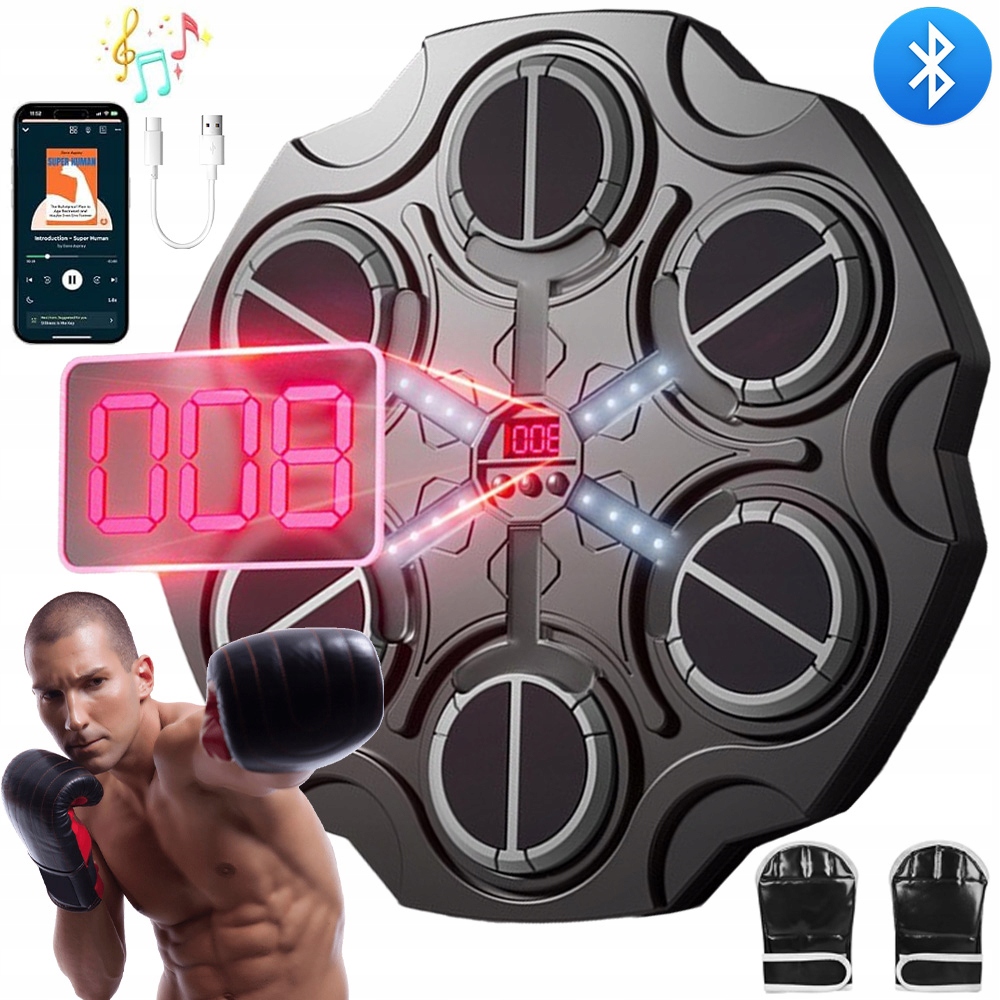 MUSIC BOXING MACHINE ŚCIANA BOKSERSKA MUZYCZNA TARCZA BLUETOOTH 3 PRĘDKOŚCI