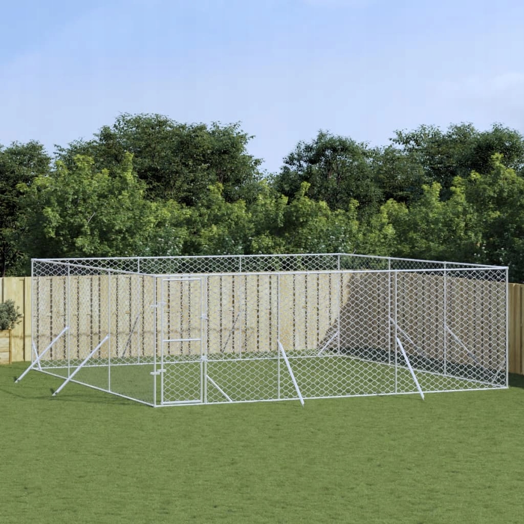 Levně Venkovní psí kotec stříbrný 6 x 6 x 2 m pozinkovaná ocel