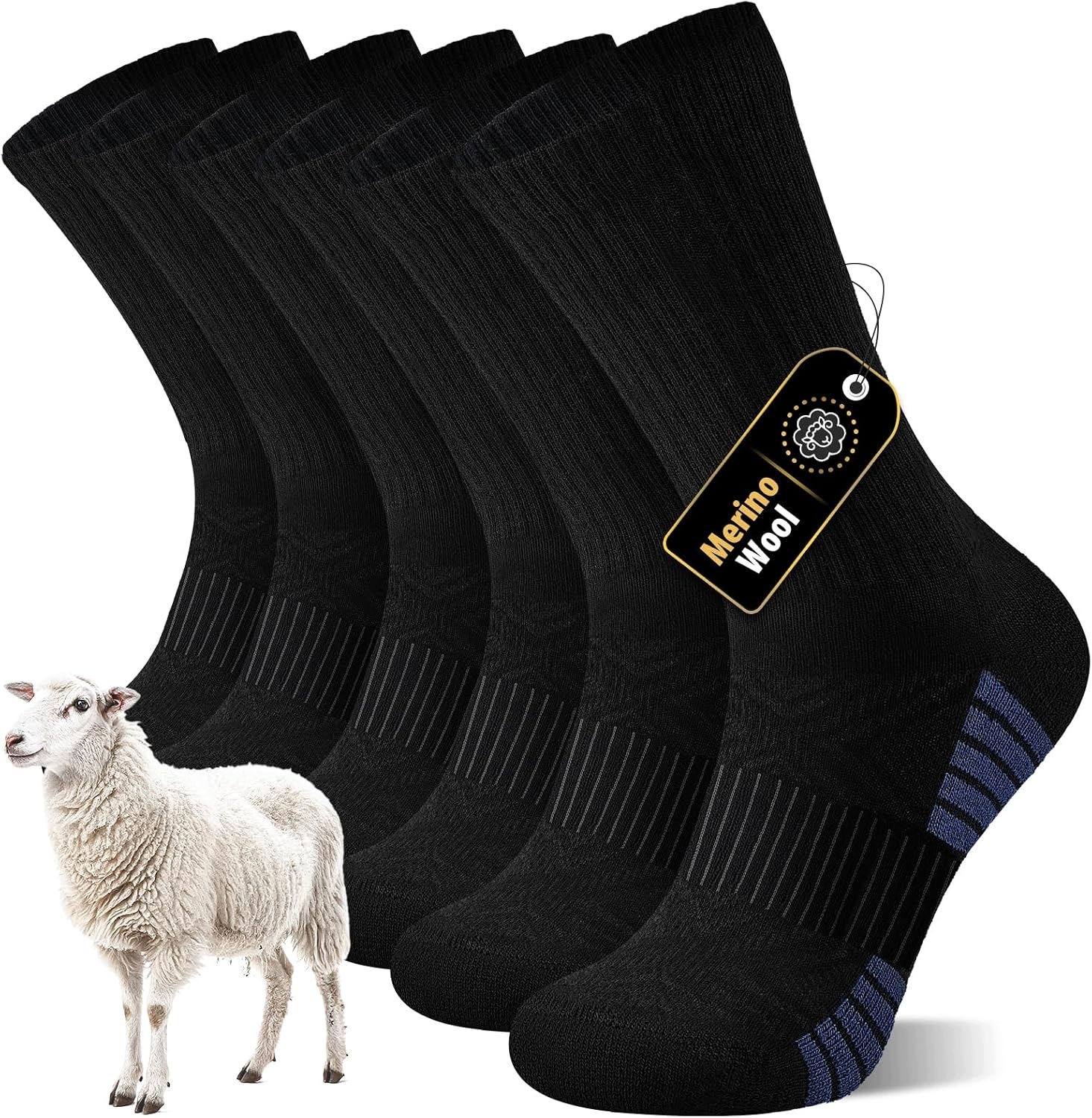 Skarpety Merino 43-46 niebieskie 3 pary 50% wełny trekking