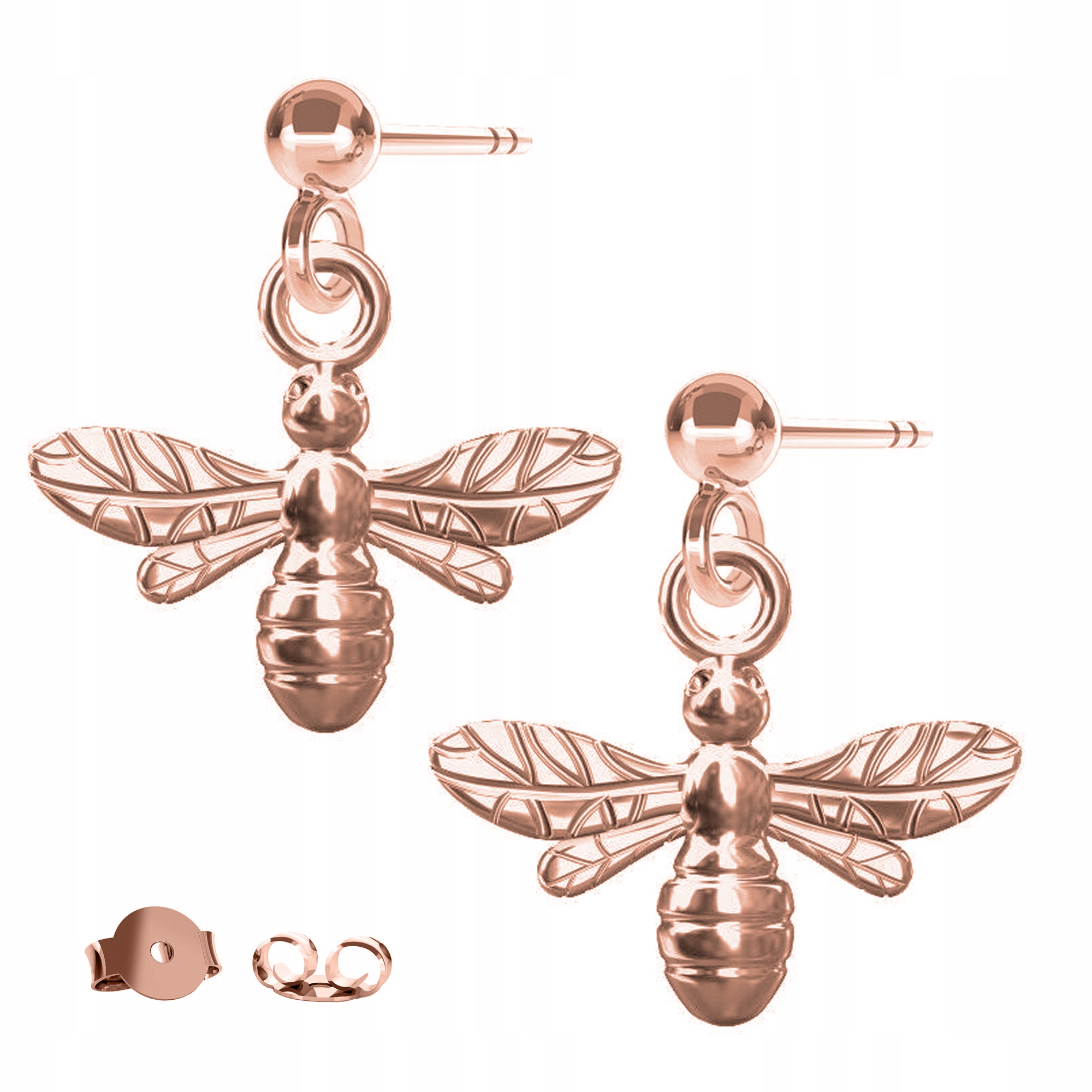 Náušnice Včela Hmyz růžové zlato 925