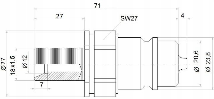 SZYBKOZŁĄCZE PAV DŁUGIE GRODZIOWE M18x1,5 WTYK Producent części Perfect Hydraulic