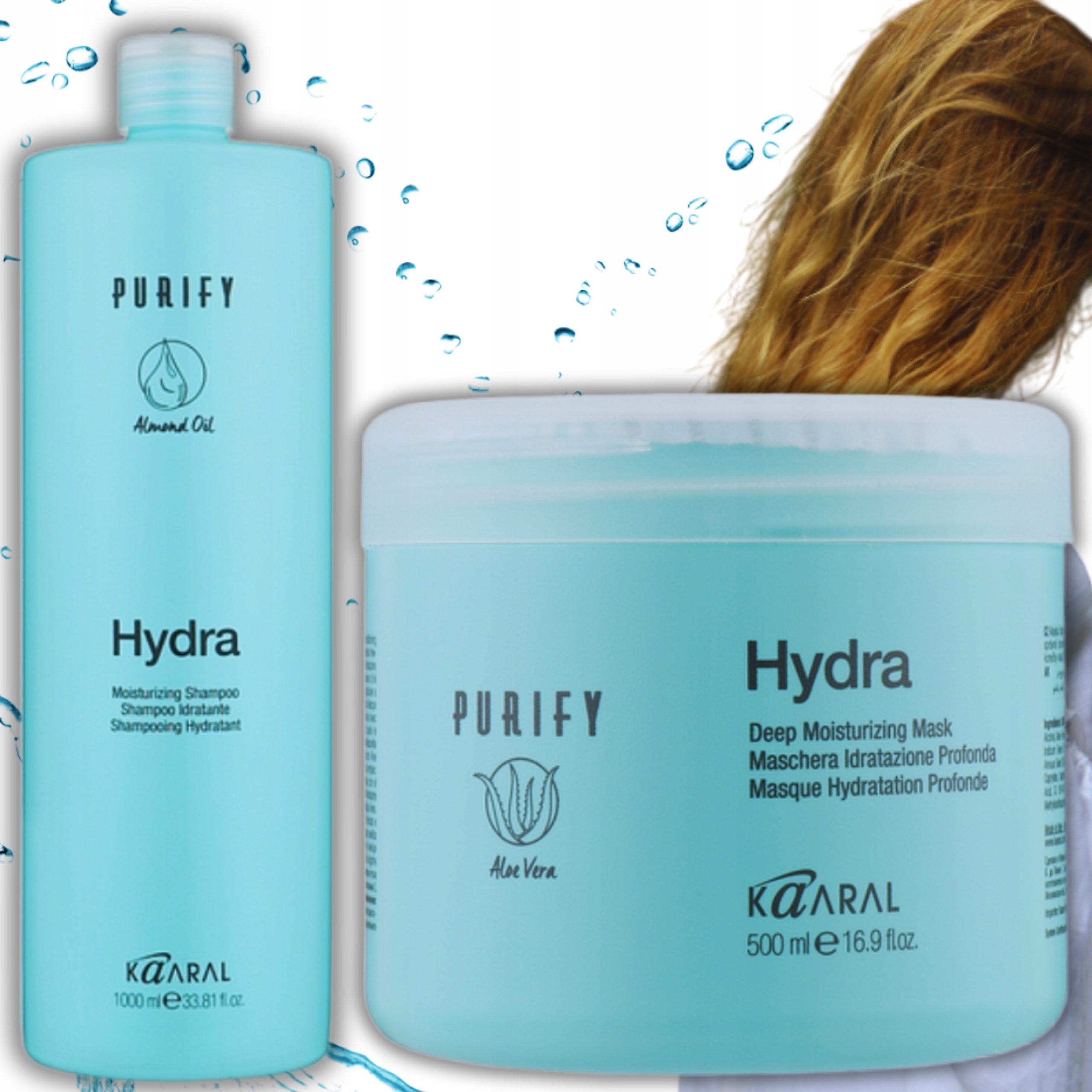 Set Šampon Maska Kaaral Hydra pro regeneraci hydratace vlasů 1.5L