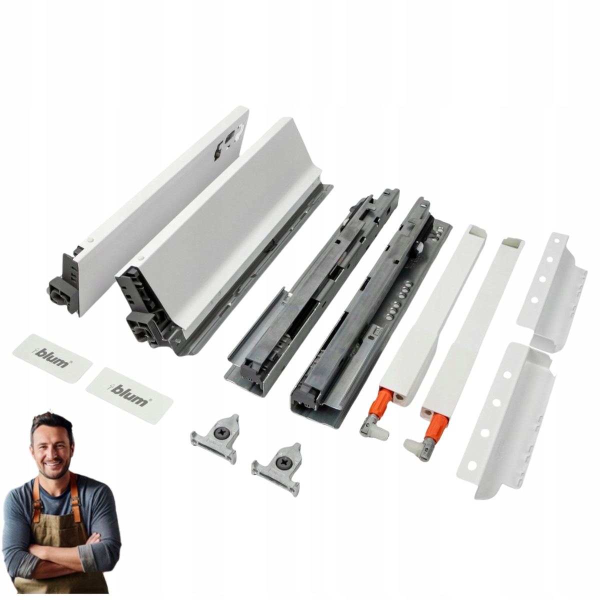 Zásuvka Blum Tandembox Antaro 300 mm Priemerná 167 mm Nosnosť 35 kg Biela