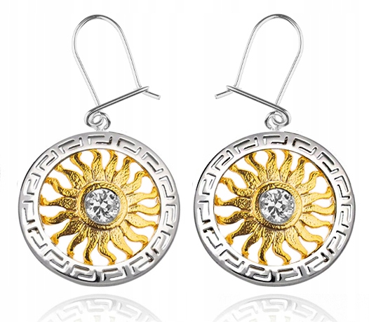 

Srebrne Pozłacane Kolczyki Słońca Z CYRKONIĄ.925!