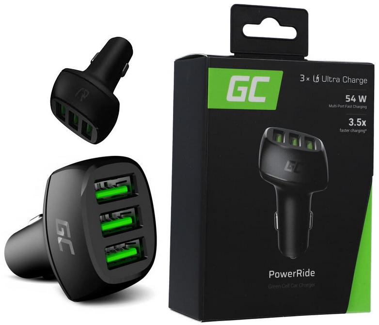 

Green Cell Szybka Ładowarka Samochodowa 3x Usb Qc