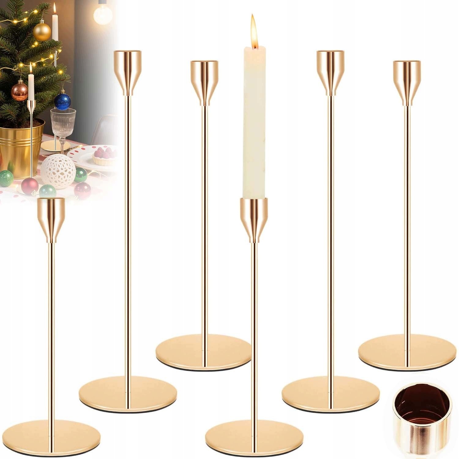 Zlaté Glamour Svícny 6 Ks Elegantní Dekorace Do Obývacího Pokoje Na Stůl