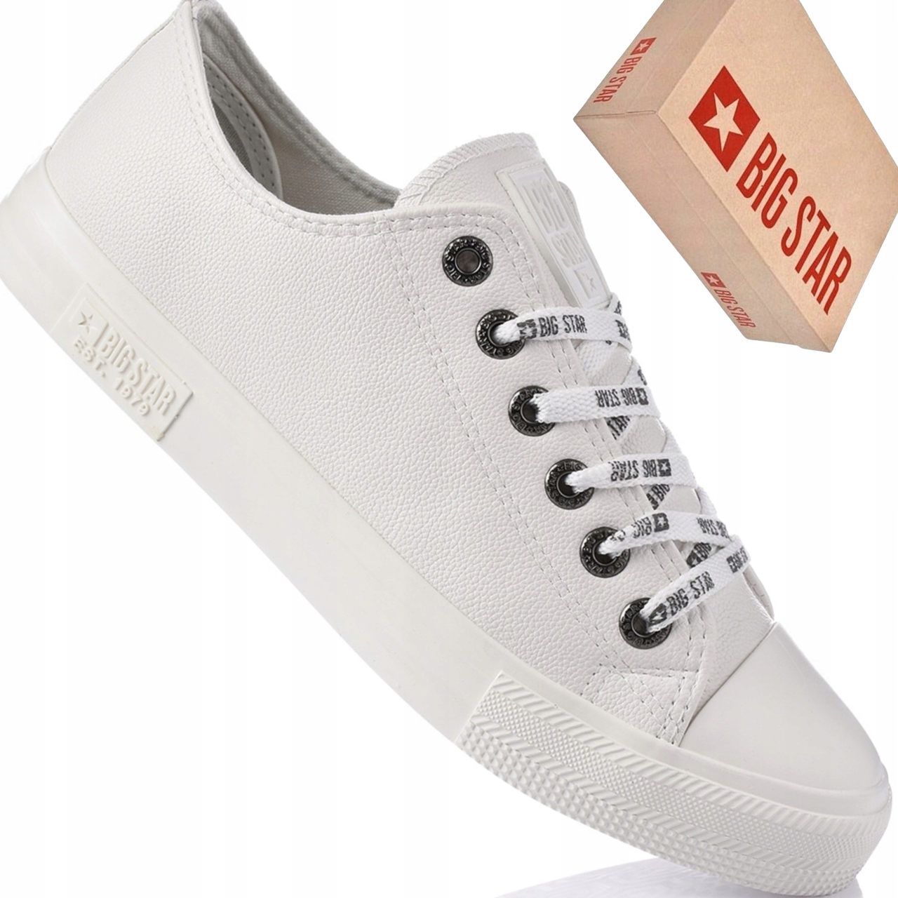 Trampki męskie Big Star KK174052 białe niskie buty z ekoskóry casualowe