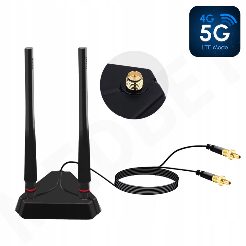 MOCNA PODÓWJNA ANTENA GSM LTE 3G 4G 5G Wi-Fi 21 dBi TS9 DO MODEMÓW ROUTERÓW