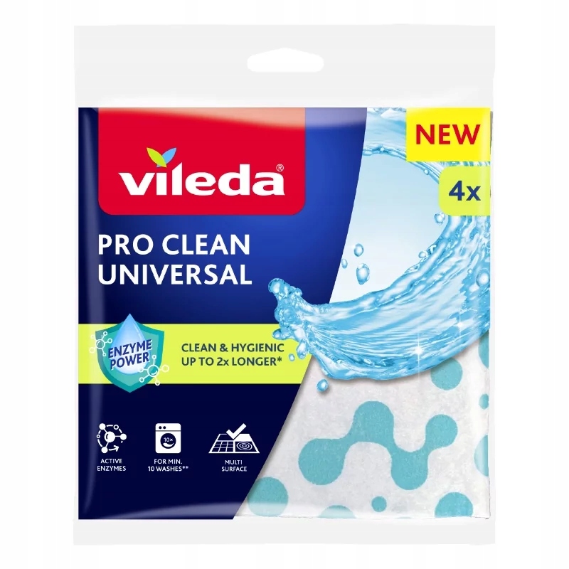 Vileda Pro Clean univerzální utěrka s enzymy, 4 ks, savá