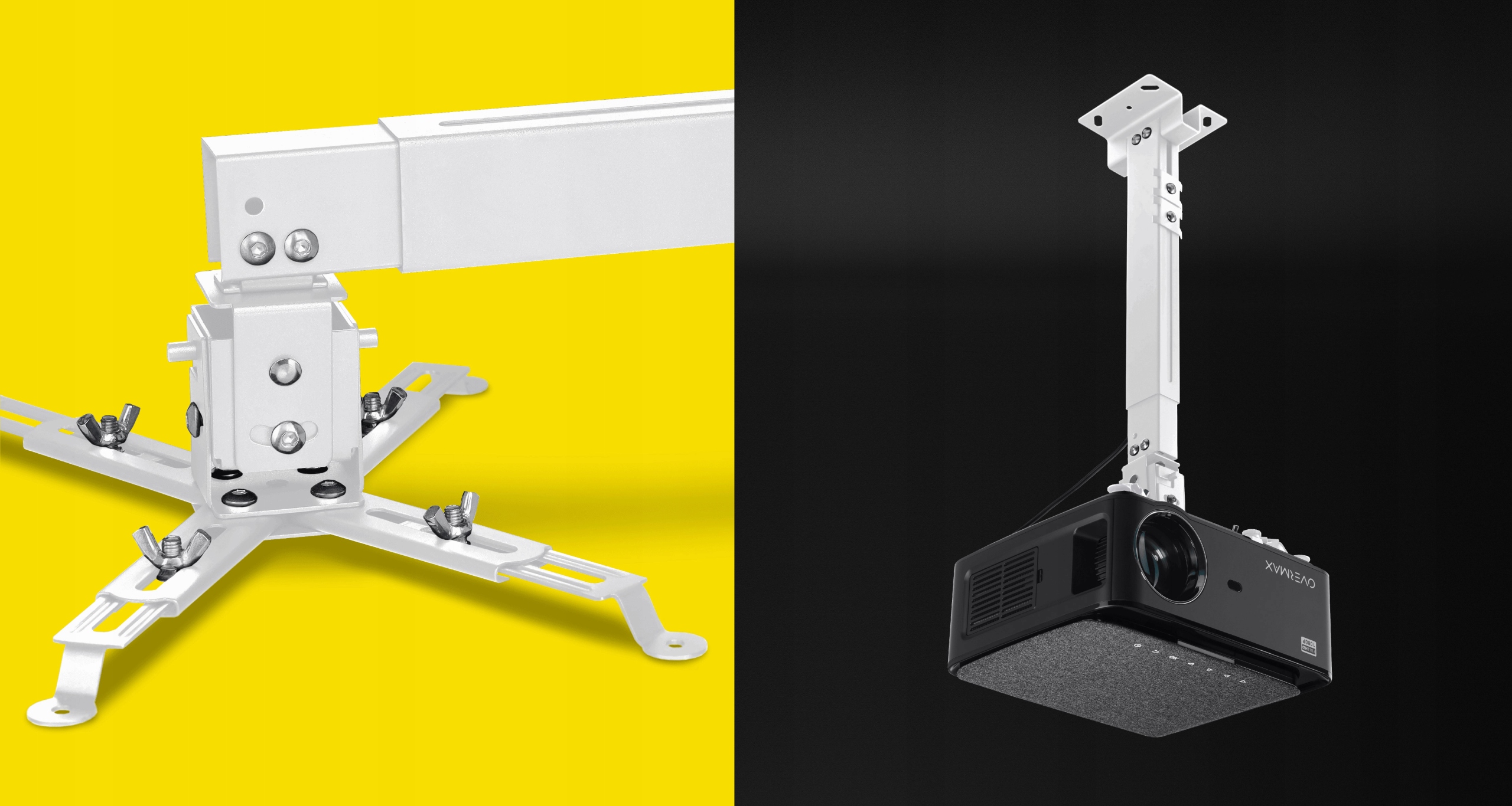 UCHWYT WIESZAK do projektora Sufitowy Ścienny BIAŁY OVERMAX 2w1 Kolor biały