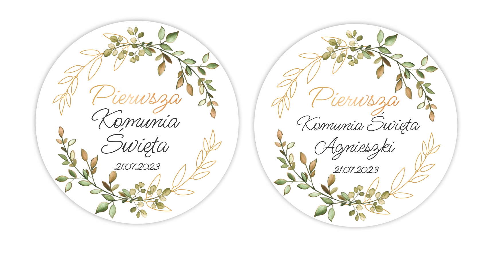 NAKLEJKI PIERWSZA KOMUNIA ŚWIĘTA PRZYJĘCIE WŁASNY NAPIS ZESTAW 4cm 24 szt Marka inna