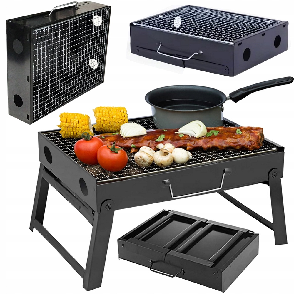 TURISTICKÝ GRIL PRENOSNÝ SKLADACÍ UHLÍKOVÝ KEMPINGOVÝ KUFOR BBQ