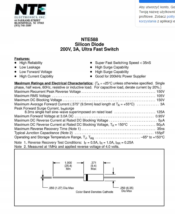Dioda prostownicza ultraszybka VHE220 3A 200V 4szt Producent bez marki