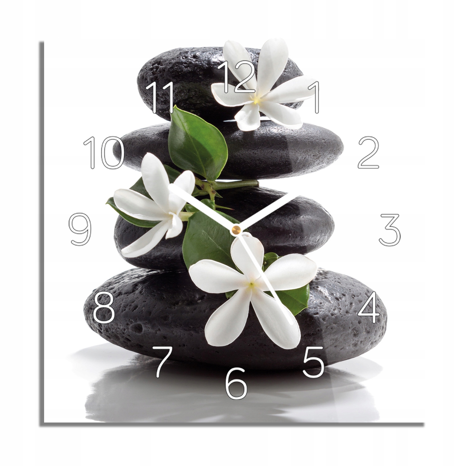 

Spa kamień kwiaty foto-zegar białe cyfry 30x30